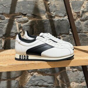 Christian Dior White Leather Diorun Logo Sneakers